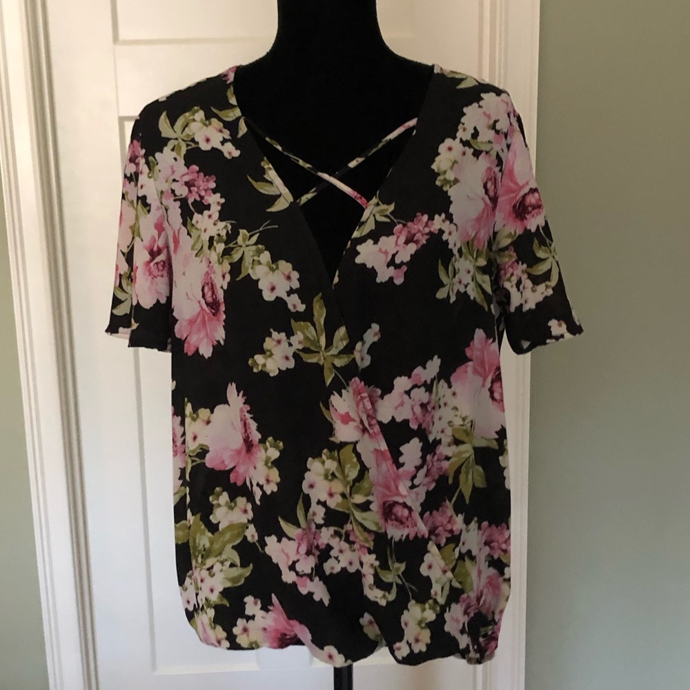 Black floral shirt